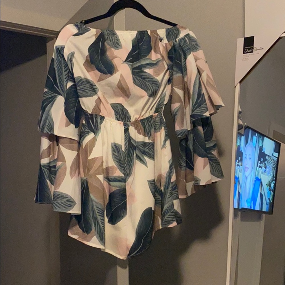 Missguided strapless floral jumpsuit/romper